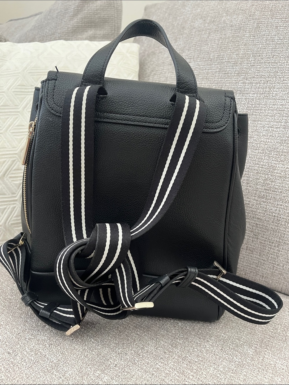 kate spade Black Pebble Leather Drawstring Backpack with Coin Pouch - Picture 2 of 6